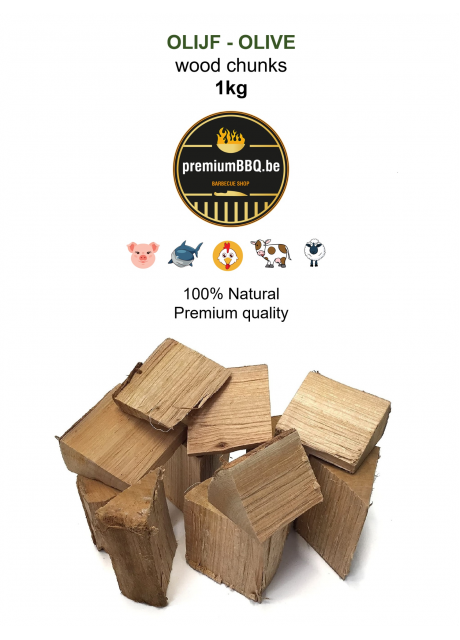 PremiumBBQ Wood Chunks - Olijf / Olive 1.0kg