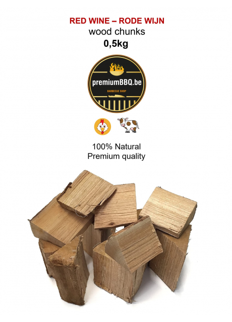 PremiumBBQ Wood Chunks - Rode wijn / Red wine 0.5kg