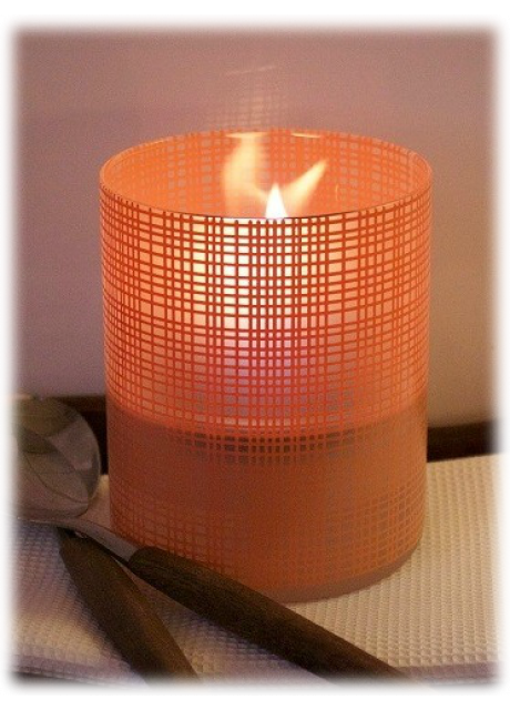 Tenderflame - Lilly Orange Glass Sandblast & printed - 10cm